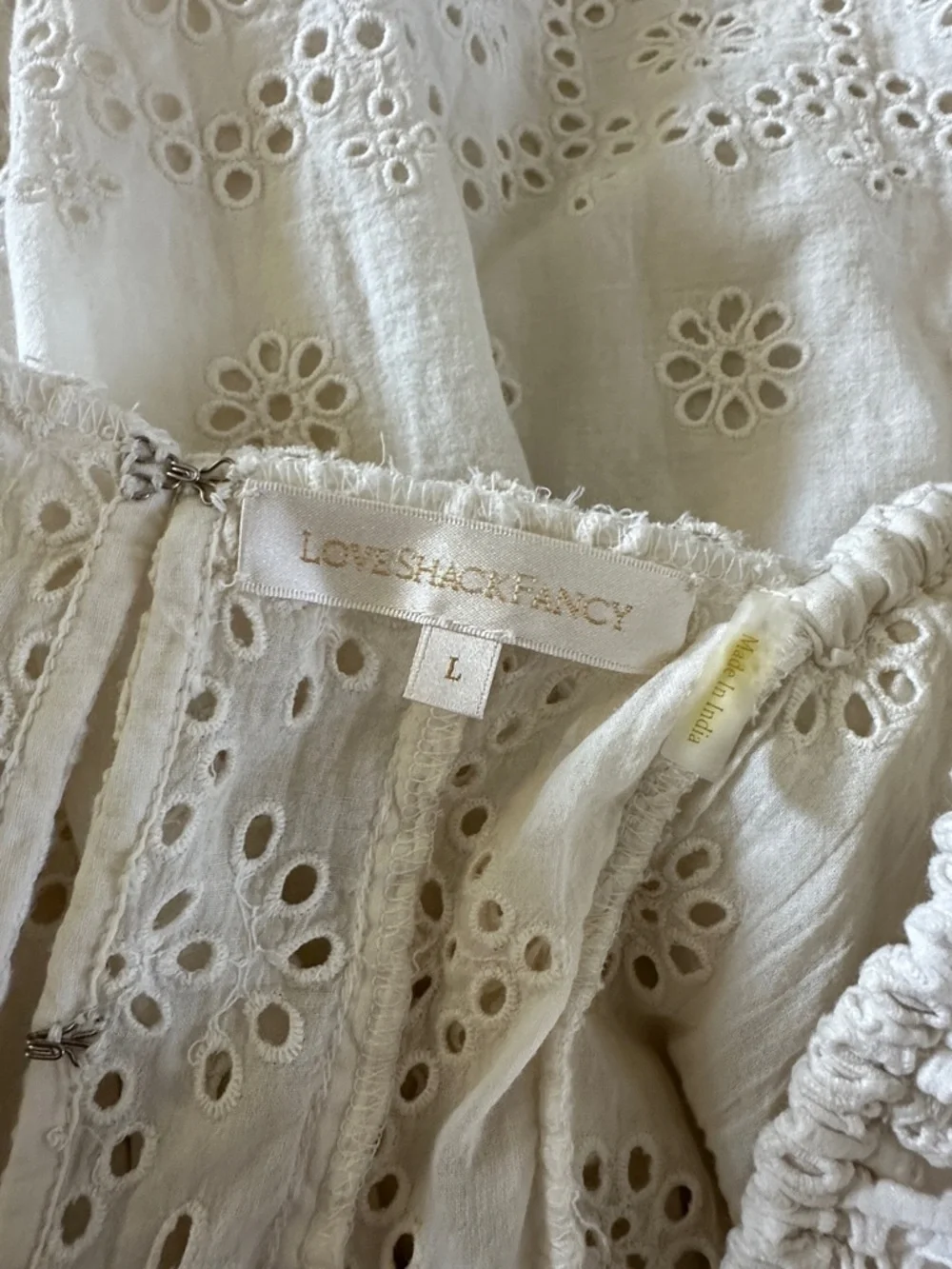 Love Shack fancy cream eyelet dress size large - Picture 5 of 6